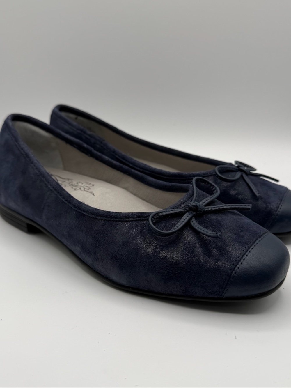 Alegria Talya Navy Leather Ballet Flats Bow Comfort Shoes EU 39 Womens 8